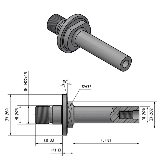 Innenschleifdorn Typ HJND-21 rechts