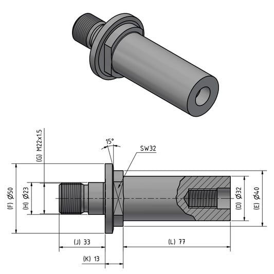 Innenschleifdorn Typ HJND-21 rechts