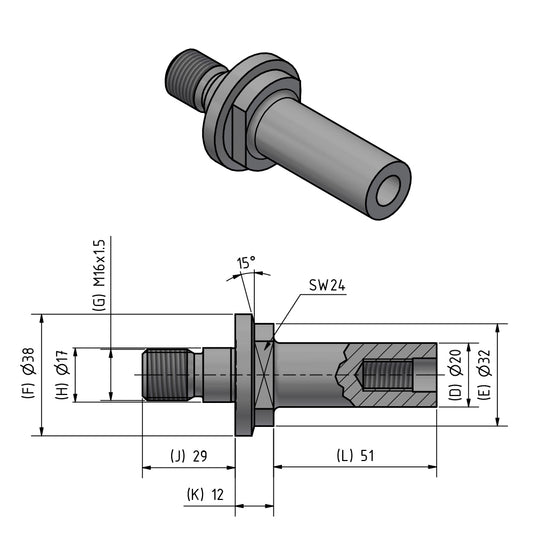 Innenschleifdorn Typ HJND-28 rechts