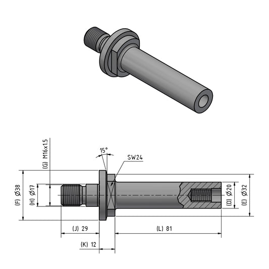 Innenschleifdorn Typ HJND-28 rechts