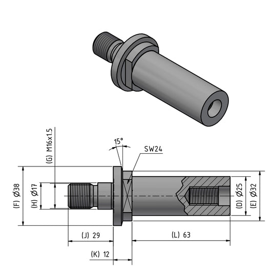 Innenschleifdorn Typ HJND-28 rechts